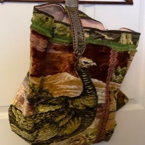 VTG Upcycled Wall Tapestry Shoulder Carry BAG Turkey Back Pack Artisan shop book